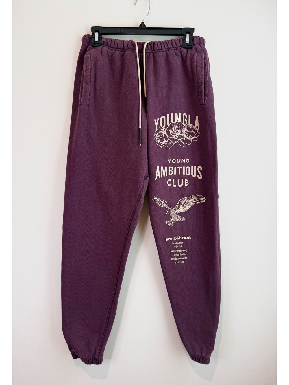 YoungLA Purple Sweatpants with Graphic Print Size Medium